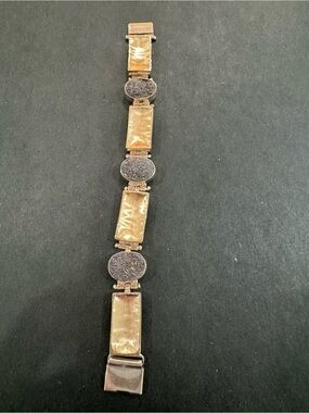 Gold-Tone and Black Druzy Link Bracelet - Women Jewelry made in Israel.